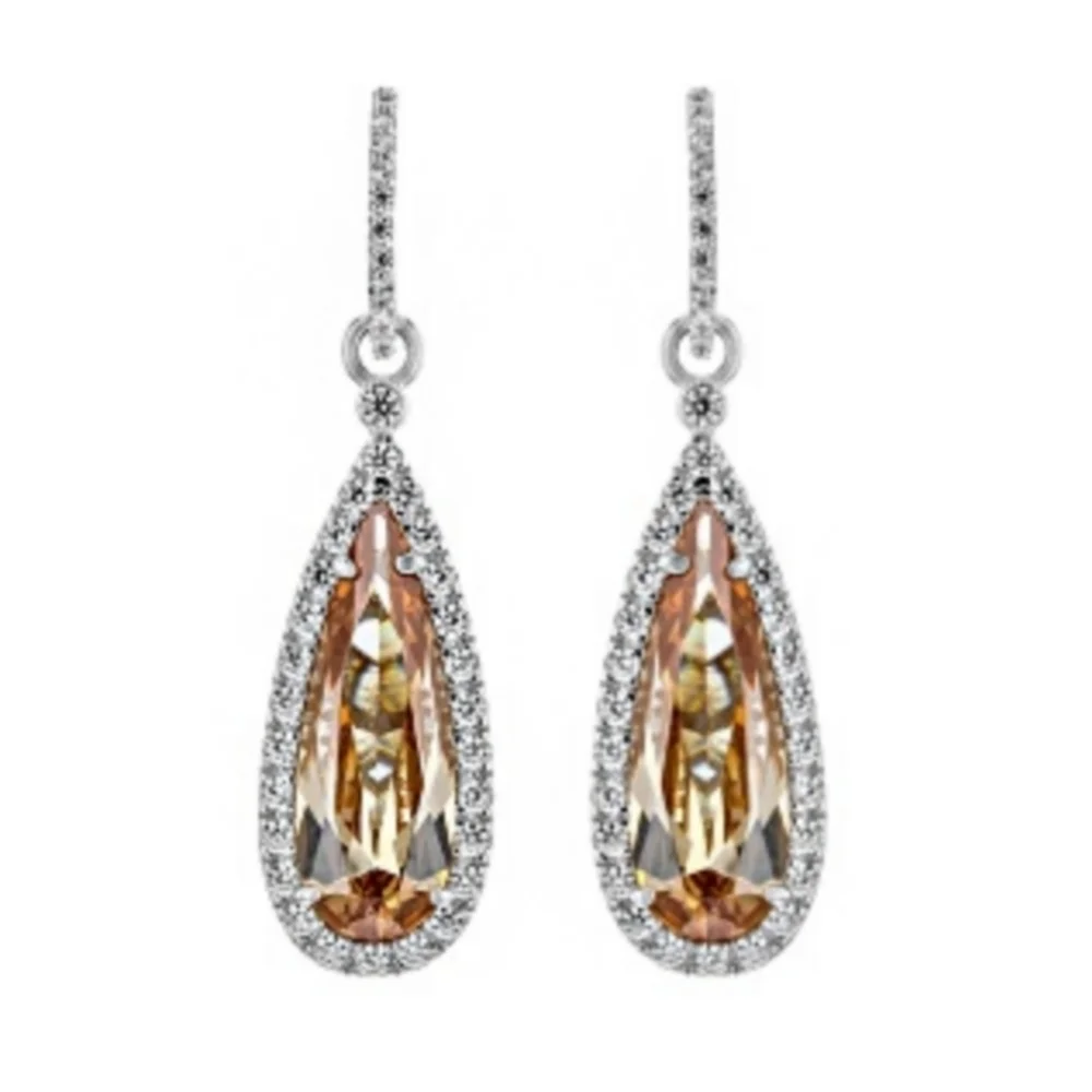 Charles Winston 20.59CTW Morganite Diamond Simulant Earrings